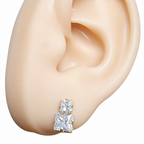 Brinco Zirconia Noiva Dourado Folheado A Ouro 18k Semi Joia Pequeno Quadrado Delicado