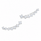 Brinco Ear Cuff Noiva Pedra Zirconia Prata Debutante Festa