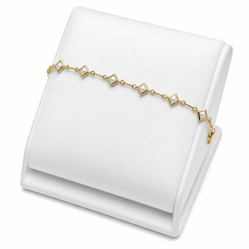 Pulseira  Semi Joia Pérola Infantil Dama Folheada A Ouro 18k