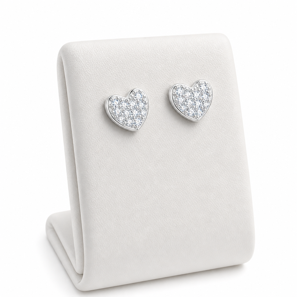 Brinco Zirconia Dama Daminha Folheado Ouro Ou Prata Coração