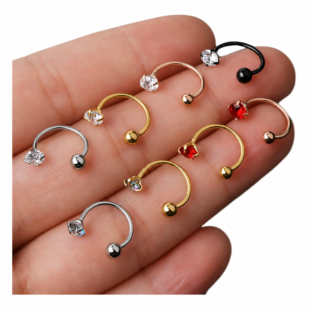 Piercing Ferradura Nariz Cartilagem Pedra Zirconia Aço Cirúr