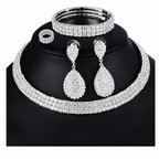 Conjunto Colar Chocker Pulseira Brinco Anel Noiva Strass