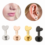 Piercing Tragus Labret Cartilagem Mini Coracao 4 Mm Aco cirurgico prata preto dourado rose gold