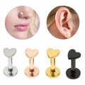 Piercing Tragus Labret Cartilagem Mini Coracao 4 Mm Aco cirurgico prata preto dourado rose gold