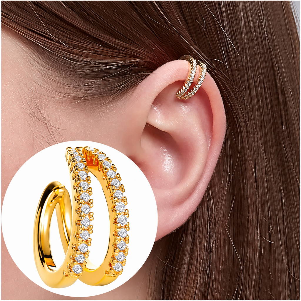 Piercing Argola Fake Falso Dourado Ou Prata Pedra Zirconia