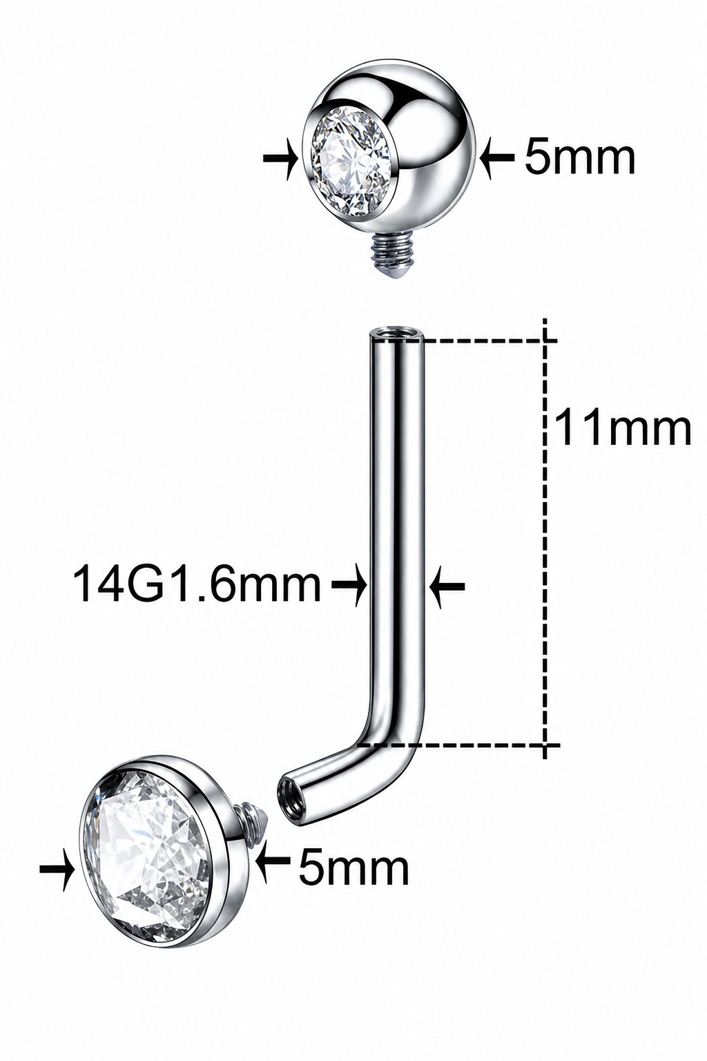 Piercing Íntimo Genital Christina Pedra Cristal 100% Titânio