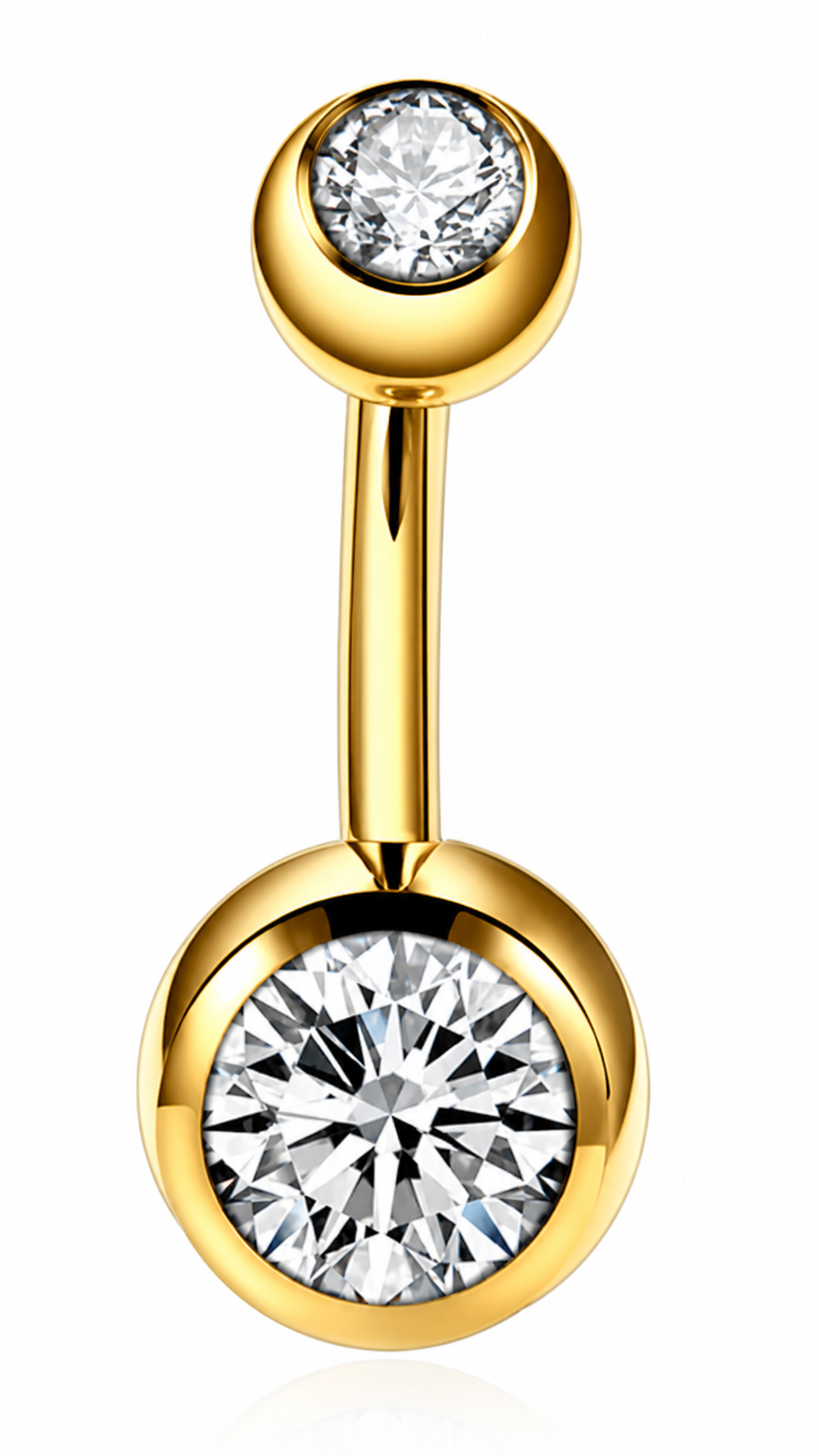 Piercing De Umbigo 100% Titânio Dourado Prata