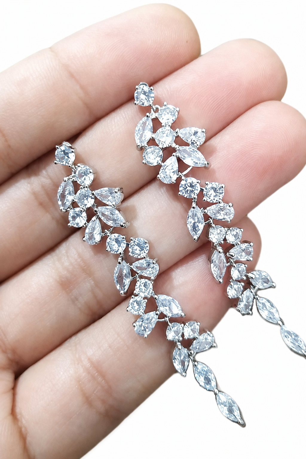 Brinco Noiva Zirconia Pendurado Grande Prata Debutante Luxo