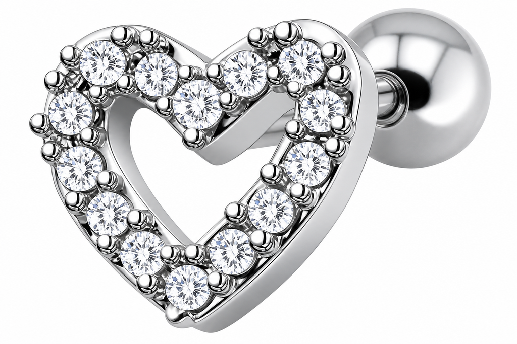 Piercing Tragus Cartilagem Coração Zirconia 6mm