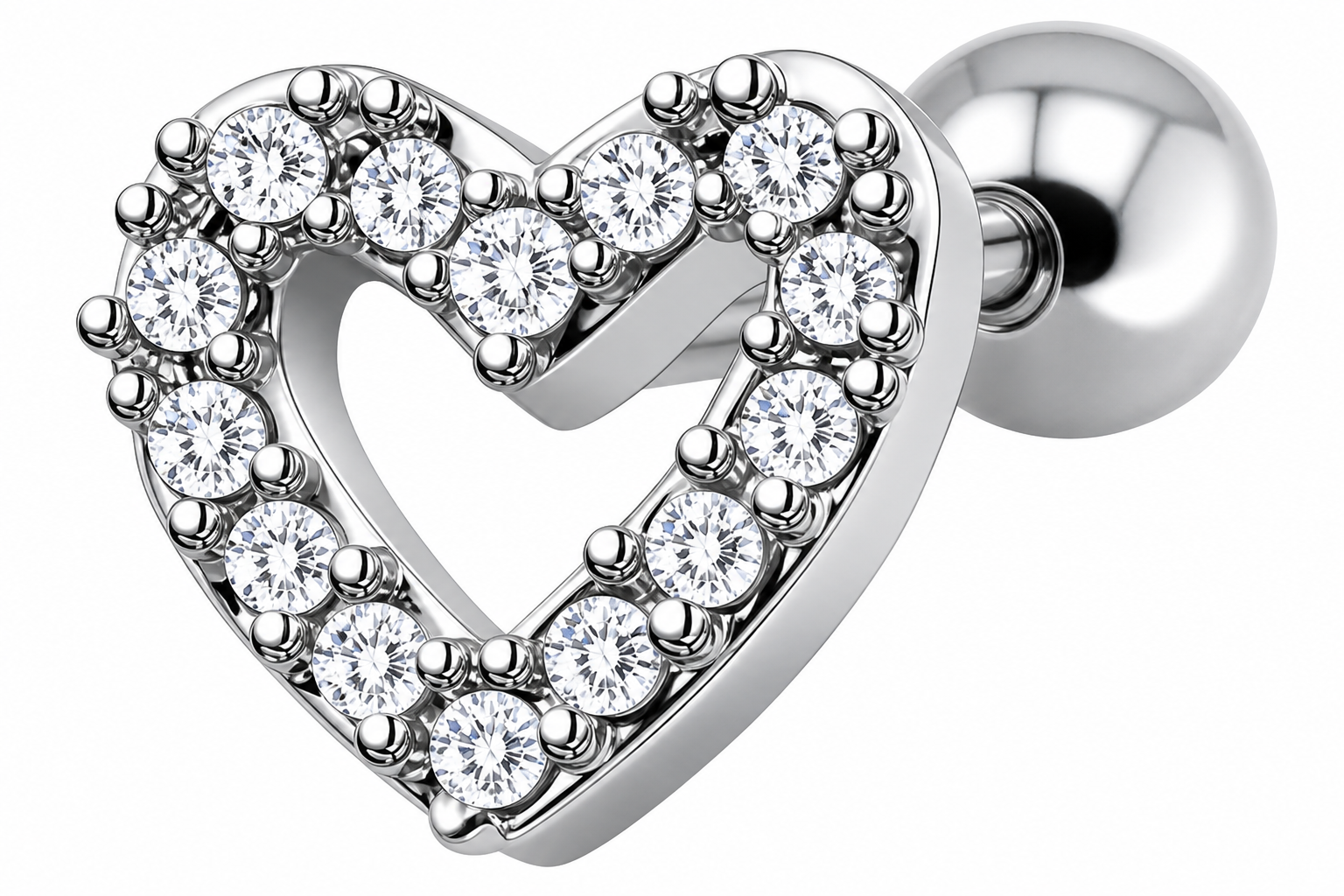 Piercing Tragus Cartilagem Coração Zirconia 6mm