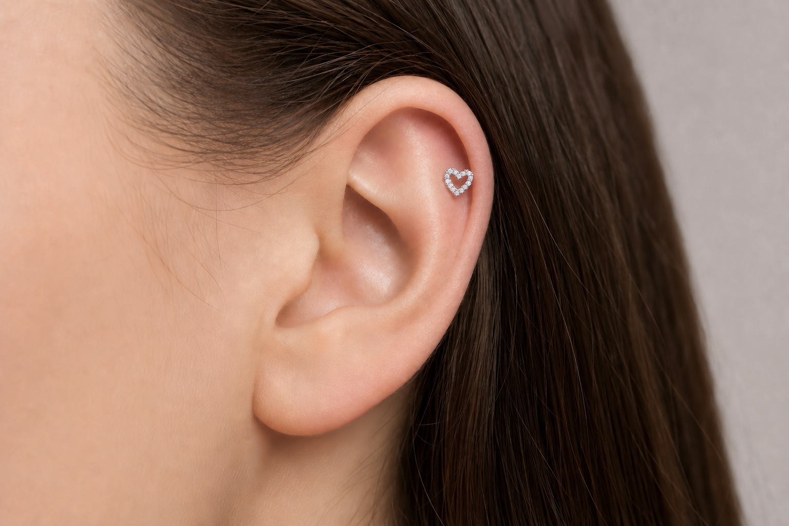 Piercing Tragus Cartilagem Coração Zirconia 6mm