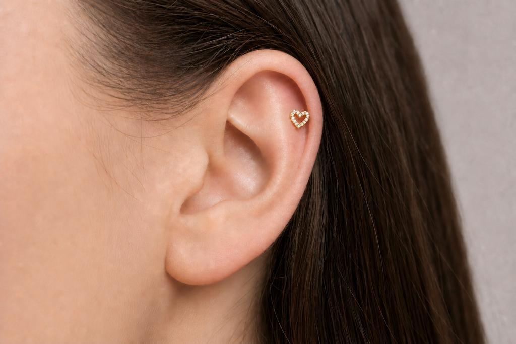 Piercing Tragus Cartilagem Coração Zirconia 6mm