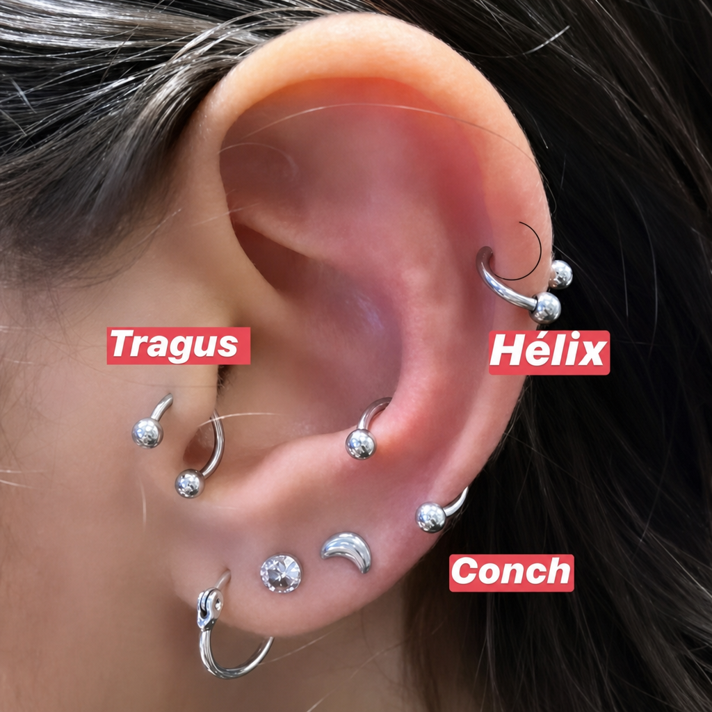 Piercing Septo Ferradura Titânio Cartilagem Preto Prata