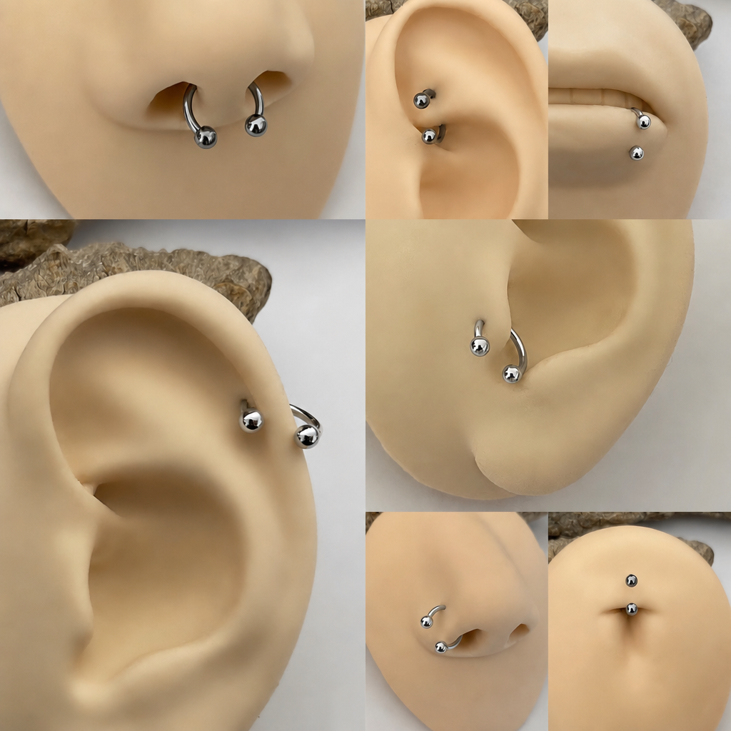 Piercing Septo Ferradura Titânio Cartilagem Preto Prata