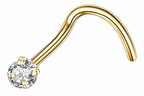 Piercing Nariz Nostril Aço Pedra Zirconia 2 Mm Pt De Luz dourado