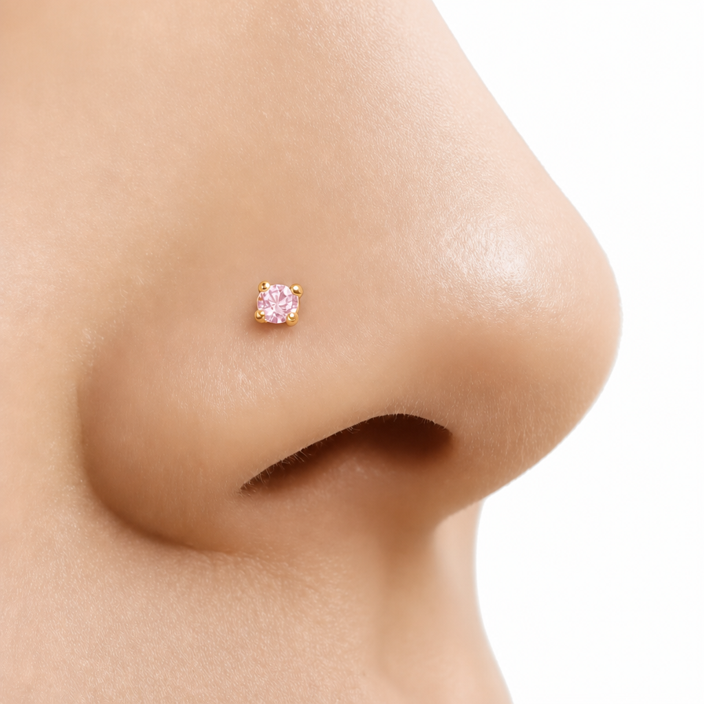 Piercing Nariz Nostril Dourado ou prateado Pedra Zirconia 3 Mm Pt De Luz