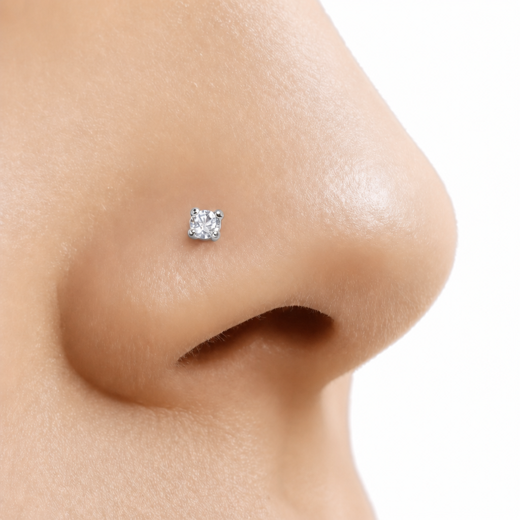 Piercing Nariz Nostril Dourado ou prateado Pedra Zirconia 3 Mm Pt De Luz