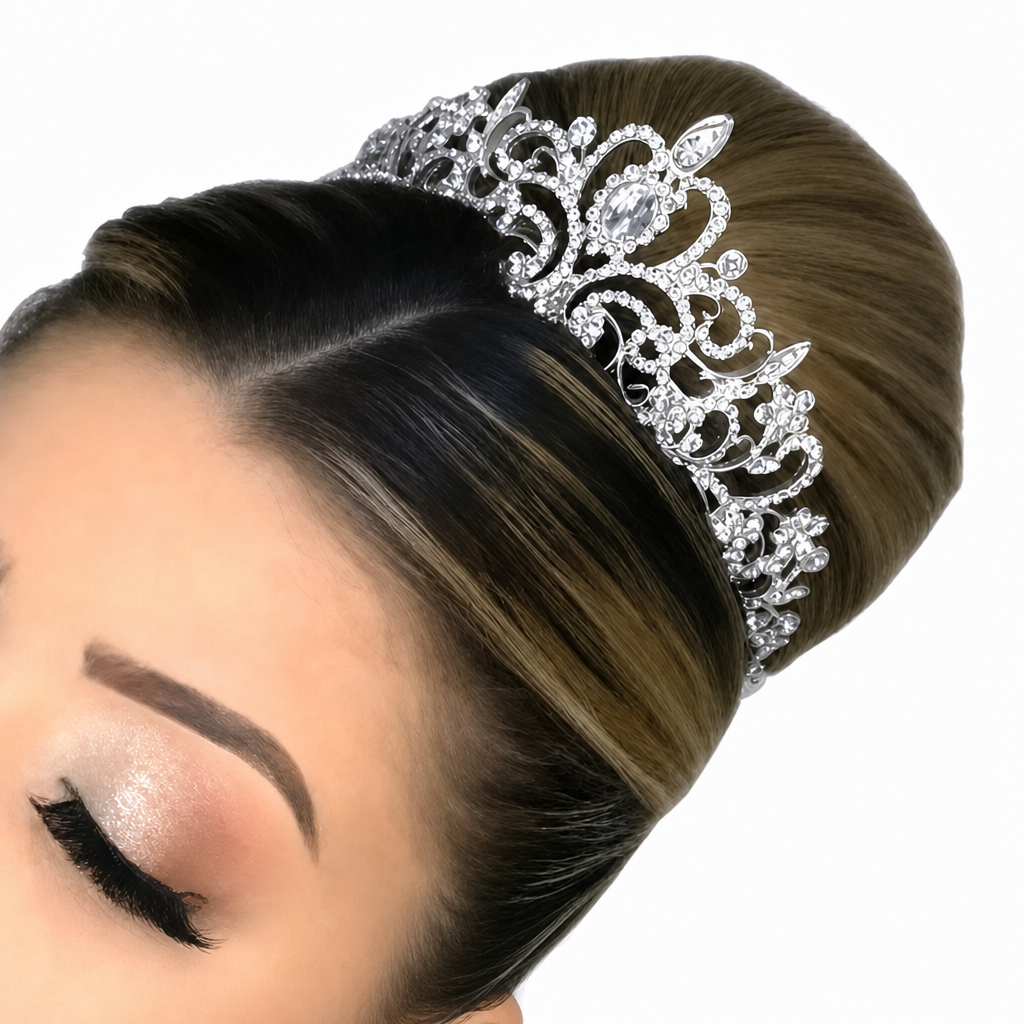 Coroa Tiara Prata Noiva Strass Debutante princesa trabalhada