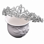 Coroa Tiara Prata Noiva Strass Debutante princesa trabalhada