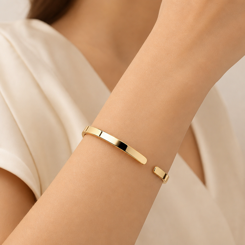 Pulseira Bracelete Prata Ou Dourada Aço Inoxidável Inox Liso