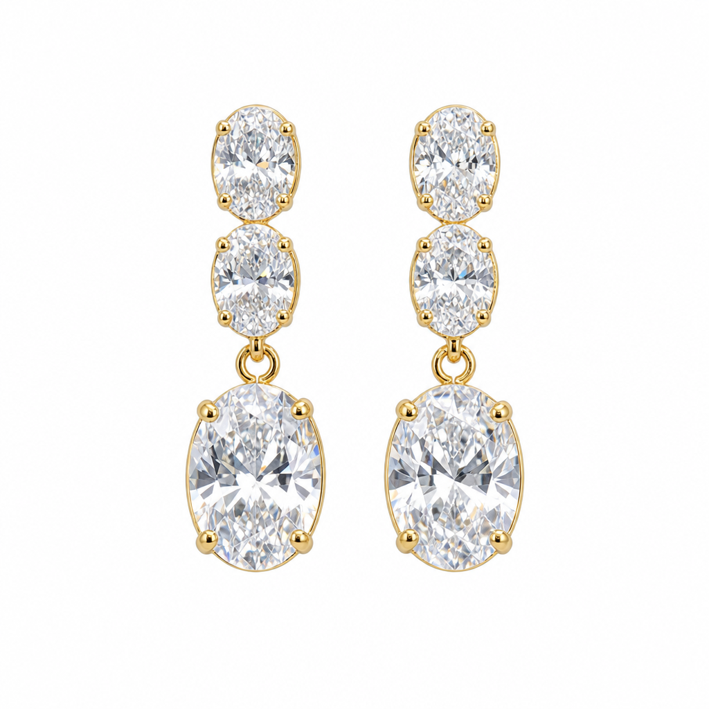 Brinco Noiva Dourado Zirconia Pendurado Festa Debutante Luxo