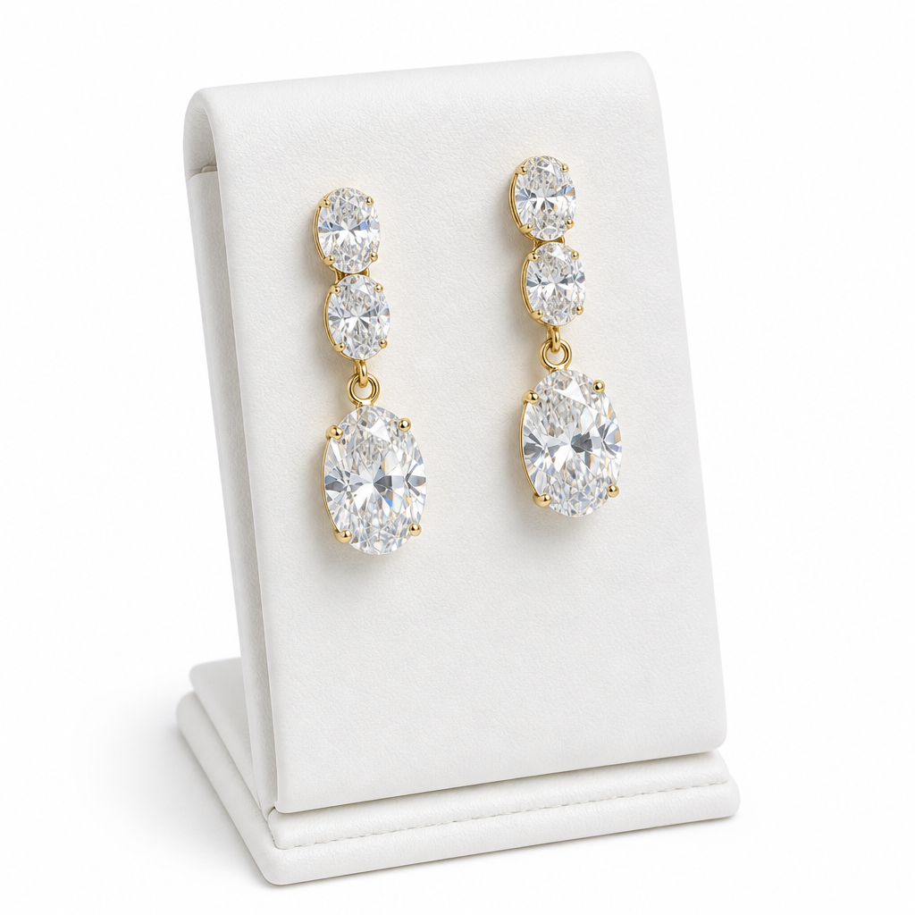 Brinco Noiva Dourado Zirconia Pendurado Festa Debutante Luxo
