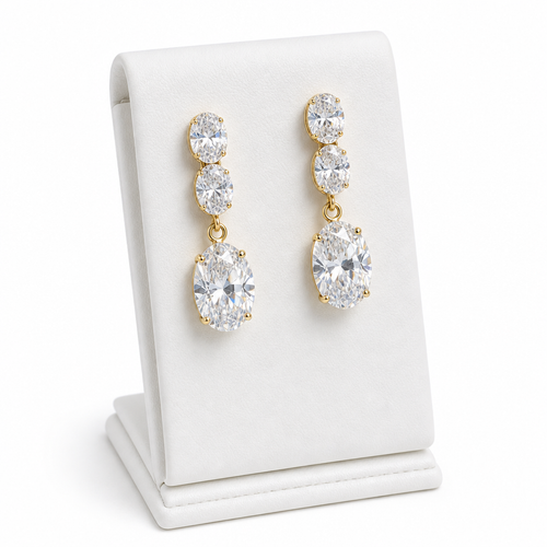 Brinco Noiva Dourado Zirconia Pendurado Festa Debutante Luxo