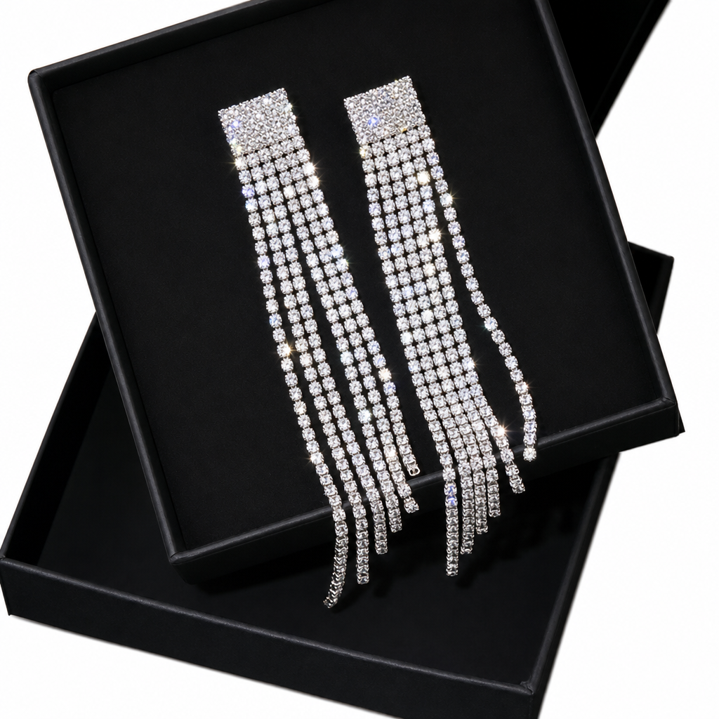 Brinco De Strass Noiva Prata Pendurado Festa Luxo 15 Anos