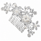 Arranjo Enfeite Cabelo Noiva Prata Strass Perola