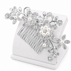 Arranjo Enfeite Cabelo Noiva Prata Strass Perola