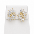 Brinco Zirconia Noiva Dourado Festa Madrinha Casamento Fixo