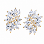 Brinco Zirconia Noiva Dourado Festa Madrinha Casamento Fixo