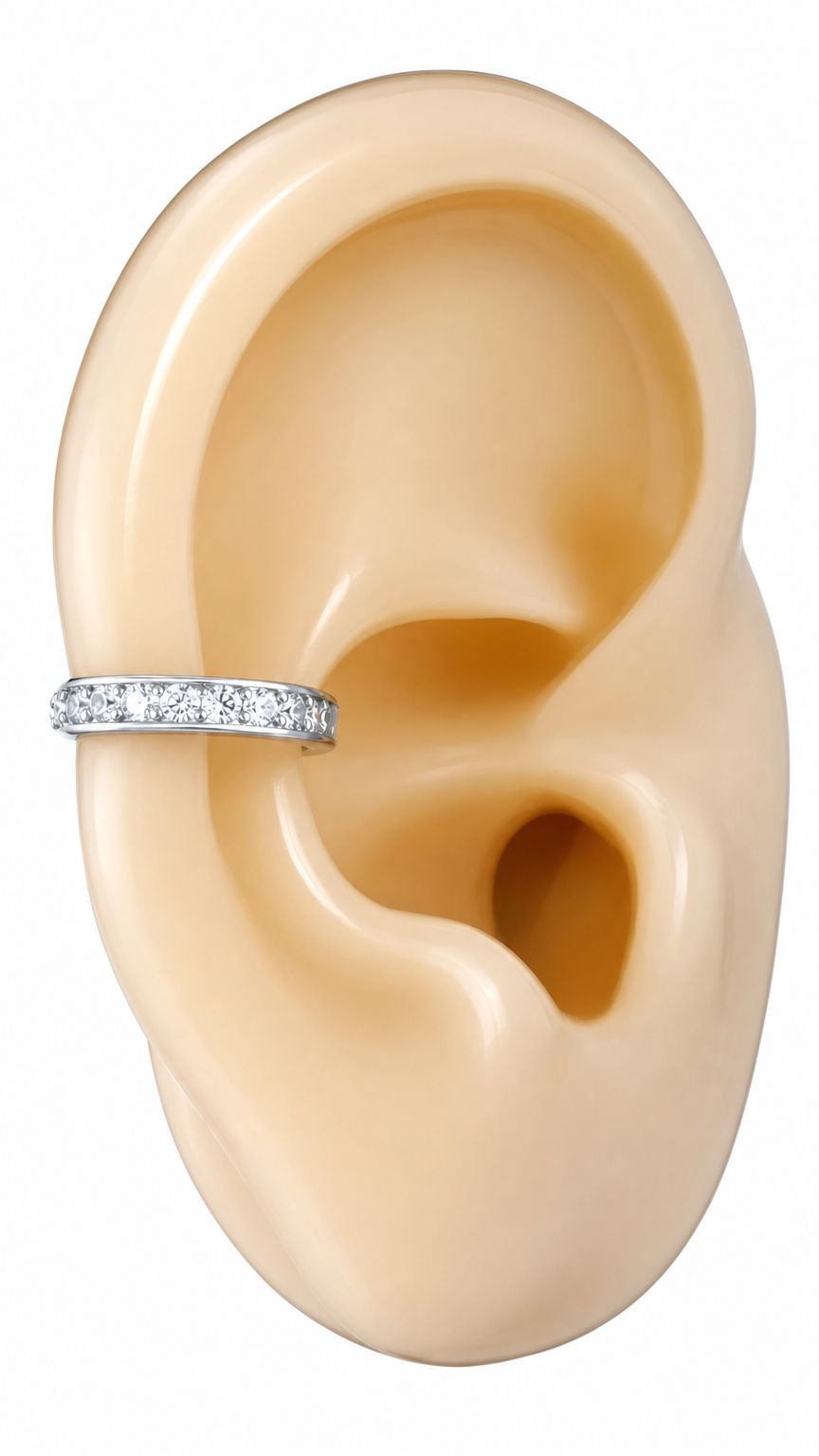Piercing Argola Falso Fake Pressão Pedra Zircônia Orelha