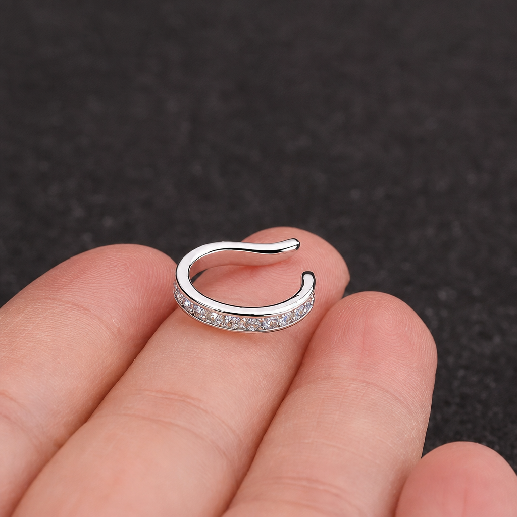 Piercing Argola Falso Fake Pressão Pedra Zircônia Orelha