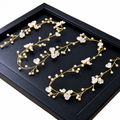 Tiara Arranjo Cabelo Noiva Pérola Fio Flor Dourado Prata