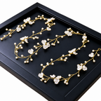 Tiara Arranjo Cabelo Noiva Pérola Fio Flor Dourado Prata