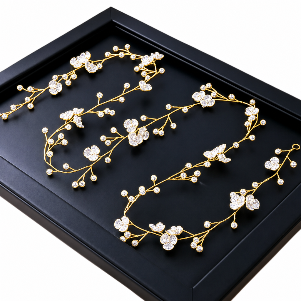 Tiara Arranjo Cabelo Noiva Pérola Fio Flor Dourado Prata