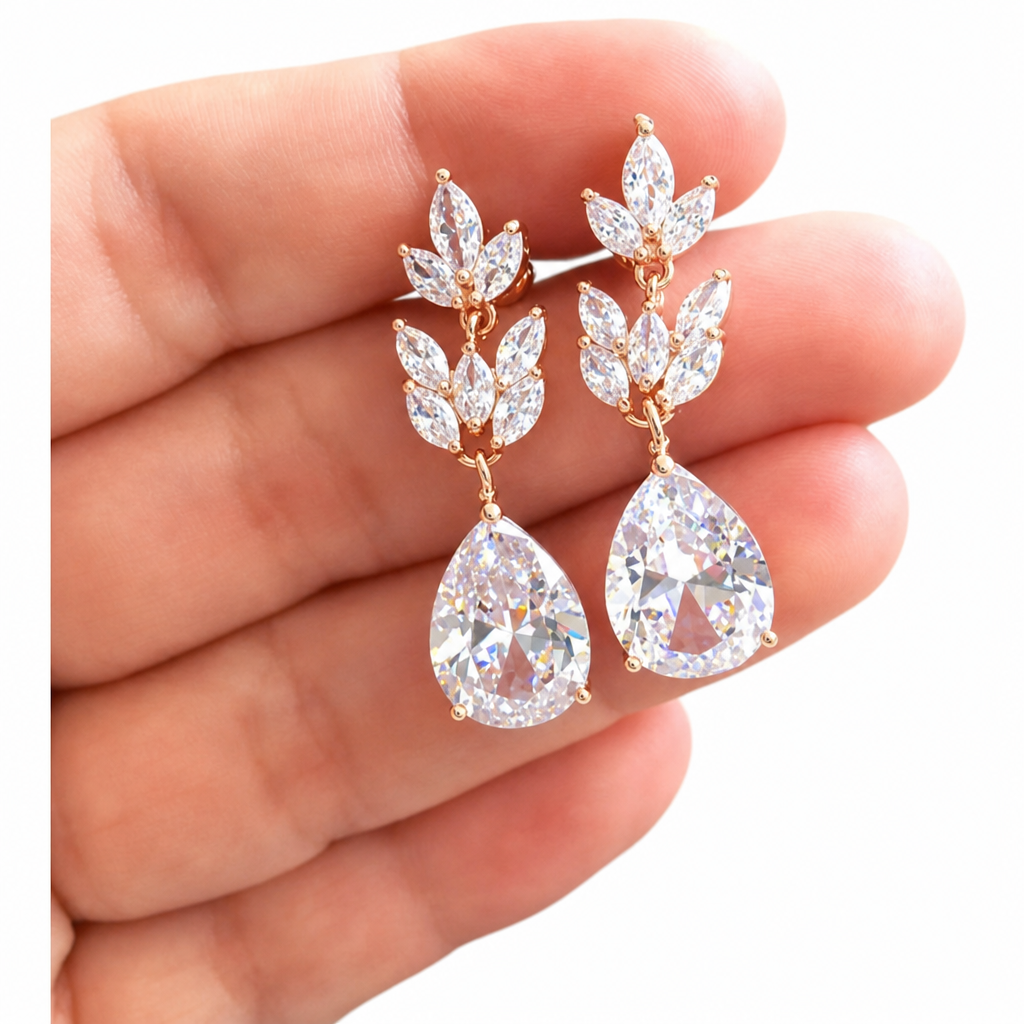Brinco Noiva Pedra Zirconia Dourado Ou Prata Gota Debutante
