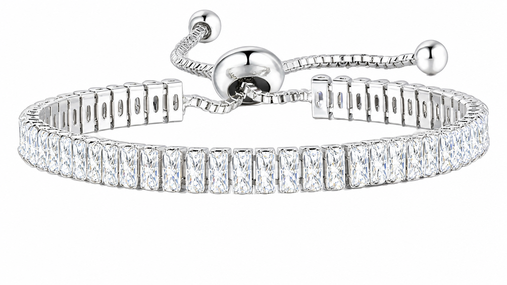 Pulseira Bracelete Pedra Zircônia Retangular Noiva Debutante