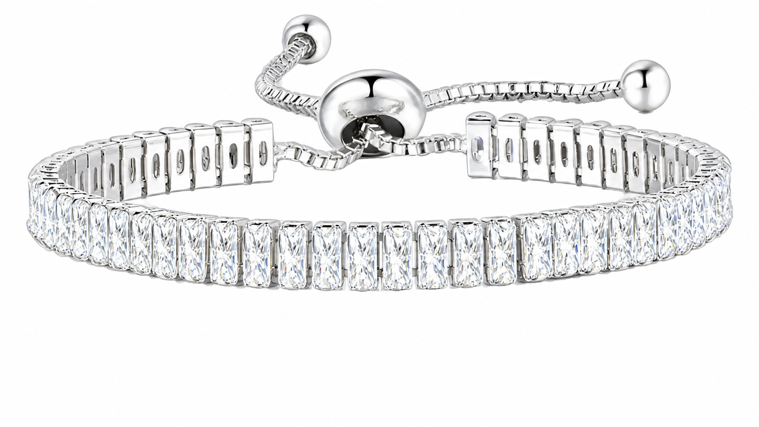 Pulseira Bracelete Pedra Zircônia Retangular Noiva Debutante