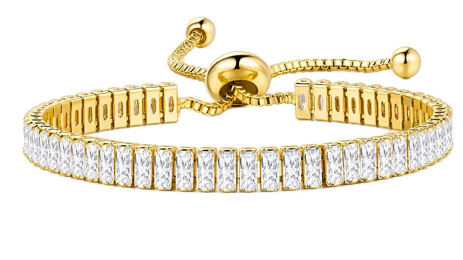 Pulseira Bracelete Pedra Zircônia Retangular Noiva Debutante