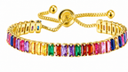 Pulseira Bracelete Pedra Zircônia Retangular Noiva Debutante
