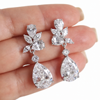 Brinco Noiva Zirconia Pendurado Prata Debutante Luxo Gota