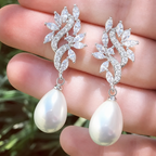 Brinco Pérola E Zirconia Noiva Pequeno Delicado Prata Gota