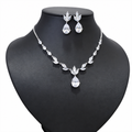 Conjunto Colar Brinco Noiva Pedra Zirconia Prata Gota Festa