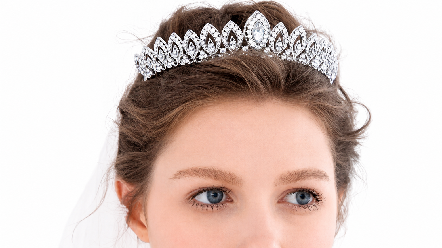 Coroa Tiara Cabelo Noiva Strass Prata Luxo Debutante