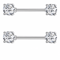 Piercing Para Mamilo Prata Pedra Zirconia Flor Coração Par