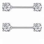 Piercing Para Mamilo Prata Pedra Zirconia Flor Coração Par