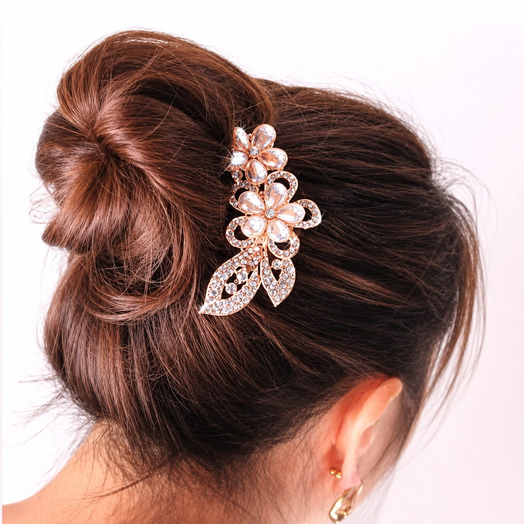 Arranjo Enfeite Cabelo Noiva Dama Dourado Strass Perola Ouro