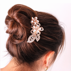 Arranjo Enfeite Cabelo Noiva Dama Dourado Strass Perola Ouro